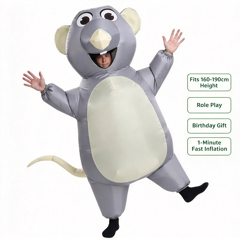 Party Games For Adults And Kids - Fantasia de Rato Cinza Inflável para